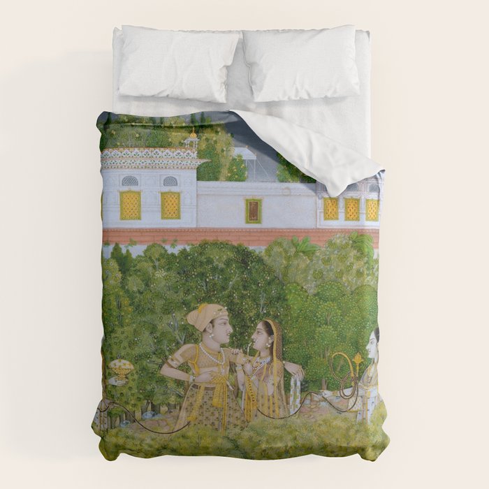 Prince and Ladies in a Garden  Nidha Mal Indian Duvet Cover Gallery Image 1