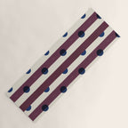Burgundy Stripes and Navy Dots Modern Pattern Yoga Mat Gallery Image 1