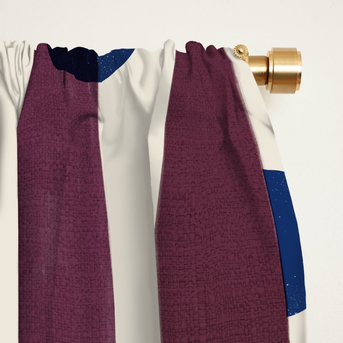 Burgundy Stripes and Navy Dots Modern Pattern Window Curtain Gallery Image 2