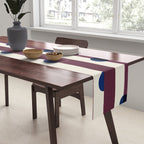 Burgundy Stripes and Navy Dots Modern Pattern Table Runner Gallery Image 2