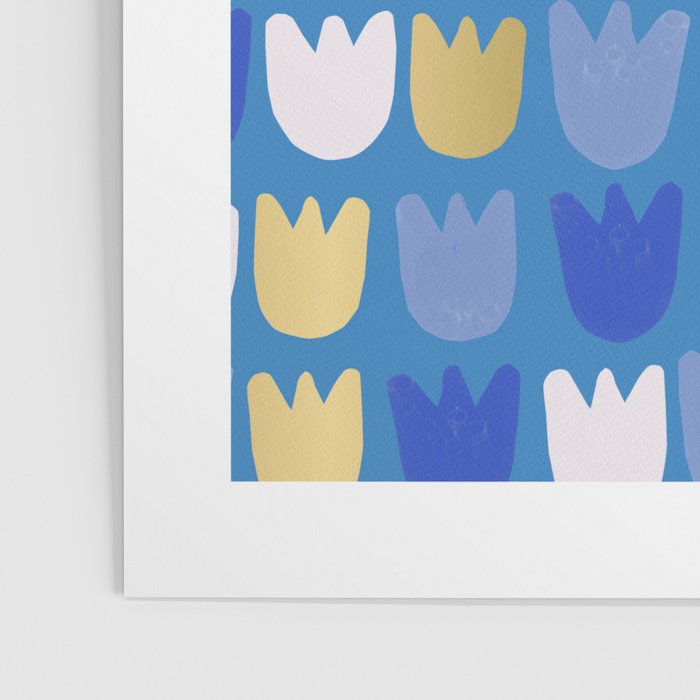 Rows of Tulips in Bloom in Navy Blue & Gold Metallic Poster Gallery Image 3