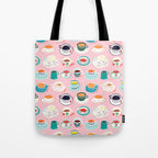 Retro hand drawn coffee tea cup pattern Tote Bag Gallery Image 1