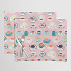 Retro hand drawn coffee tea cup pattern Placemat Gallery Image 1