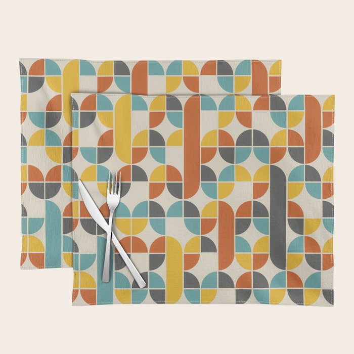 1970s Colors Mid Century Modern Geometric Pattern  Placemat Gallery Image 1