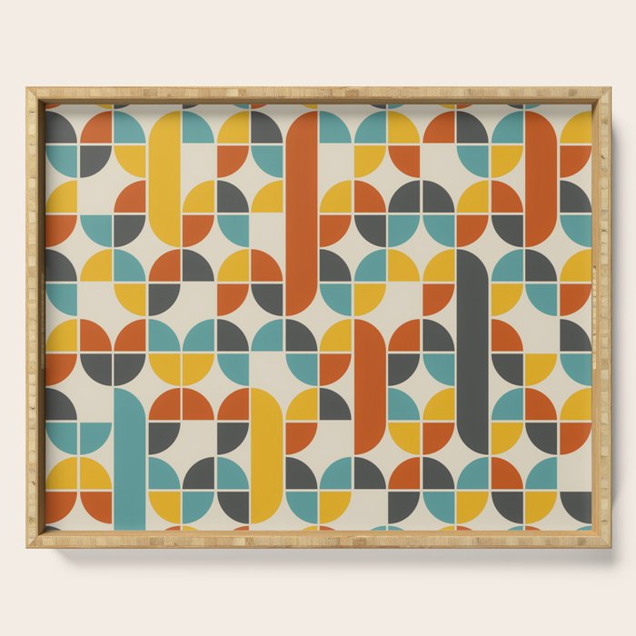 1970s Colors Mid Century Modern Geometric Pattern  Serving Tray Gallery Image 1