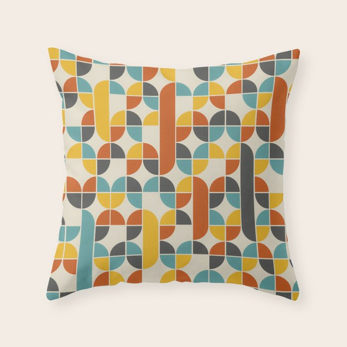 1970s Colors Mid Century Modern Geometric Pattern  Throw Pillow Gallery Image 6