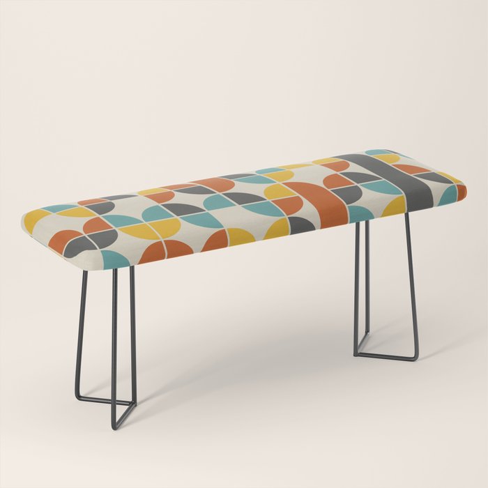 1970s Colors Mid Century Modern Geometric Pattern  Bench Gallery Image 1