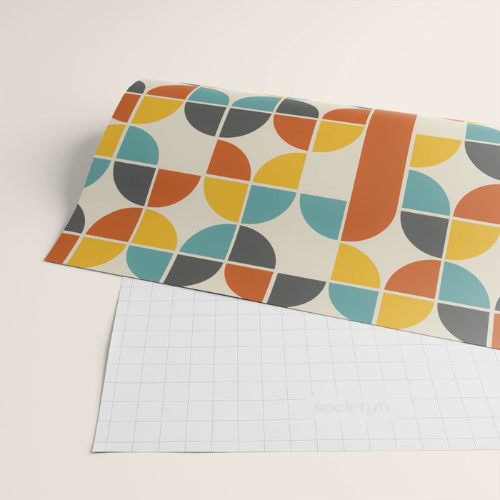 1970s Colors Mid Century Modern Geometric Pattern  Wrapping Paper Gallery Image 2