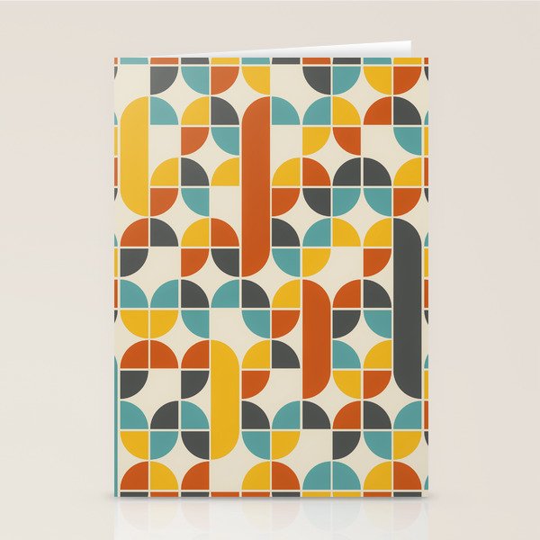 1970s Colors Mid Century Modern Geometric Pattern  Stationery Card Gallery Image 1