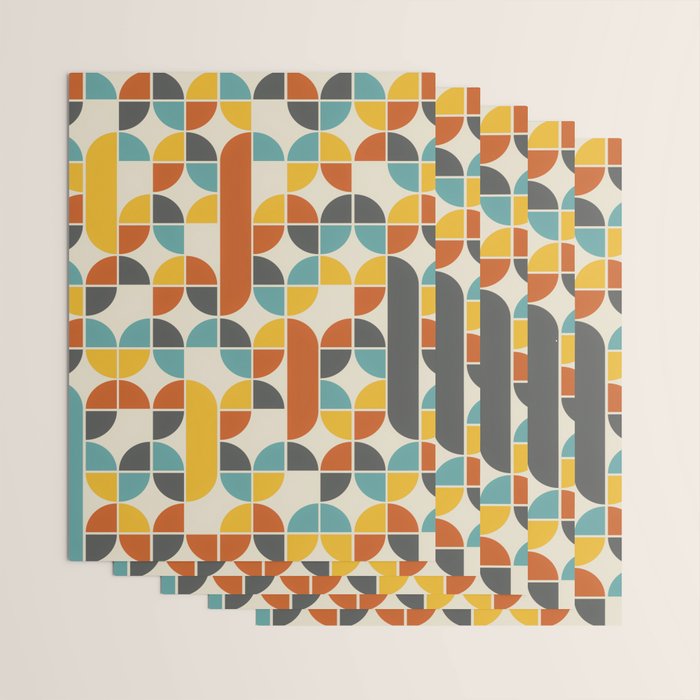 1970s Colors Mid Century Modern Geometric Pattern  Wrapping Paper Gallery Image 3