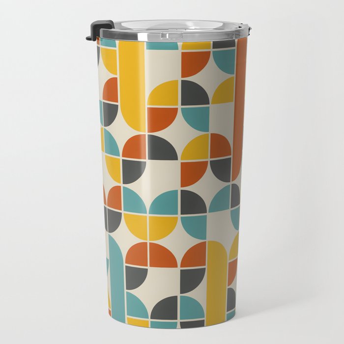 1970s Colors Mid Century Modern Geometric Pattern  Travel Mug Gallery Image 3