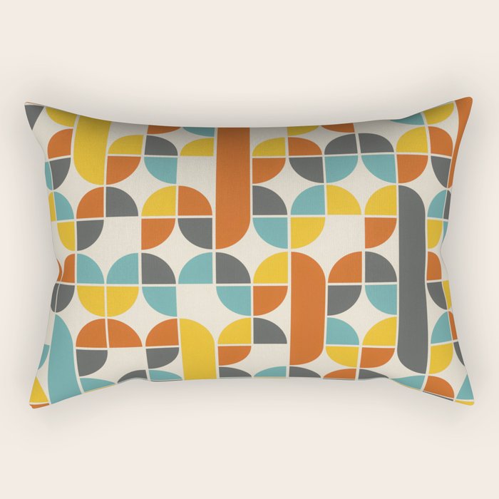 1970s Colors Mid Century Modern Geometric Pattern  Rectangular Pillow Gallery Image 1