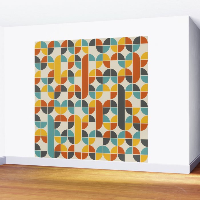 1970s Colors Mid Century Modern Geometric Pattern  Wall Mural Gallery Image 2