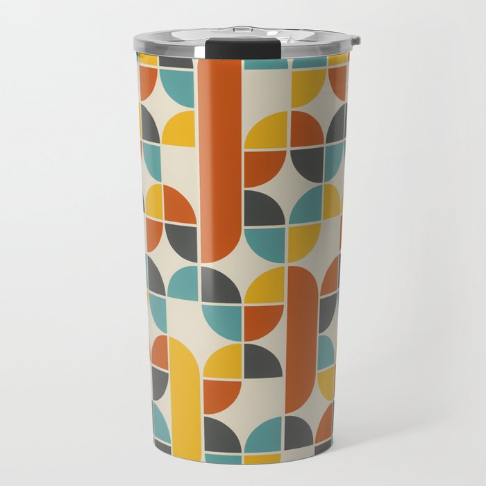 1970s Colors Mid Century Modern Geometric Pattern  Travel Mug Gallery Image 1
