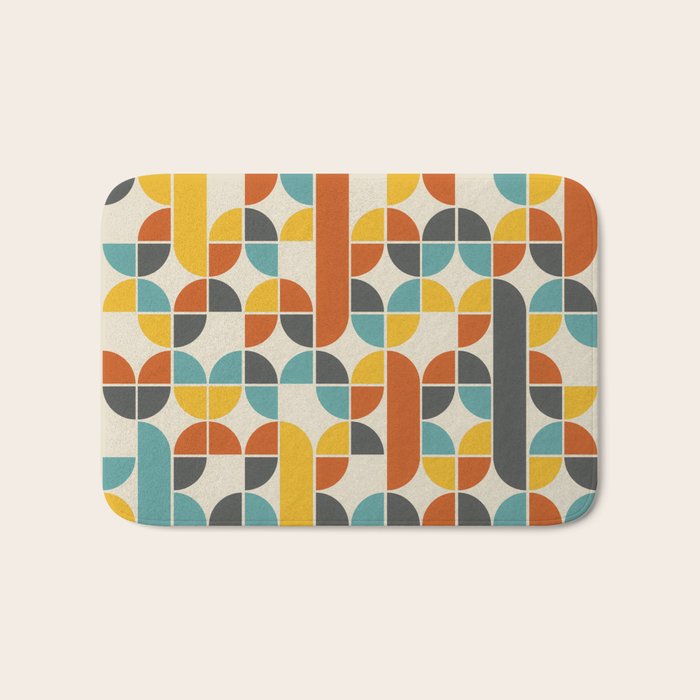 1970s Colors Mid Century Modern Geometric Pattern  Bath Mat Gallery Image 1