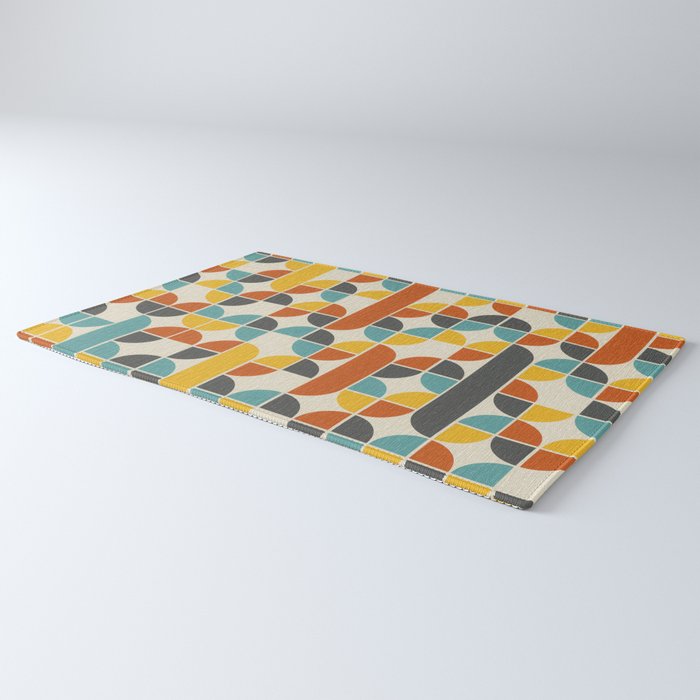 1970s Colors Mid Century Modern Geometric Pattern  Rug Gallery Image 3