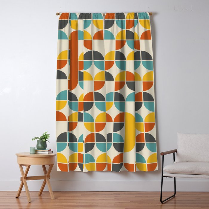 1970s Colors Mid Century Modern Geometric Pattern  Window Curtain Gallery Image 1