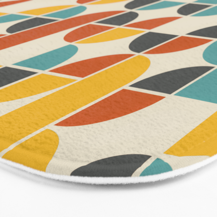 1970s Colors Mid Century Modern Geometric Pattern  Bath Mat Gallery Image 3