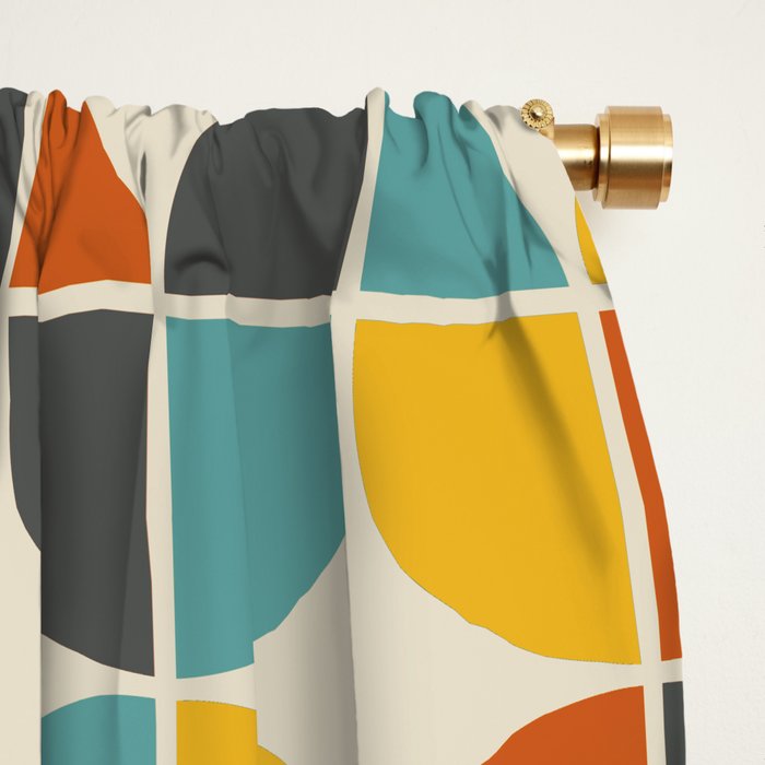 1970s Colors Mid Century Modern Geometric Pattern  Window Curtain Gallery Image 2