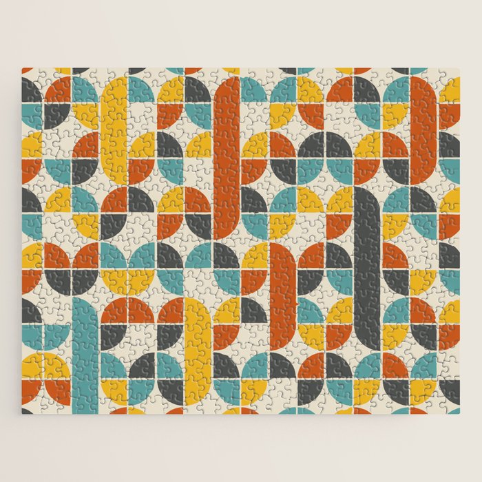 1970s Colors Mid Century Modern Geometric Pattern  Jigsaw Puzzle Gallery Image 1