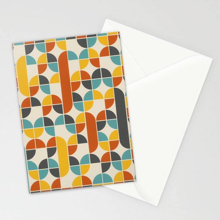 1970s Colors Mid Century Modern Geometric Pattern  Stationery Card Gallery Image 2