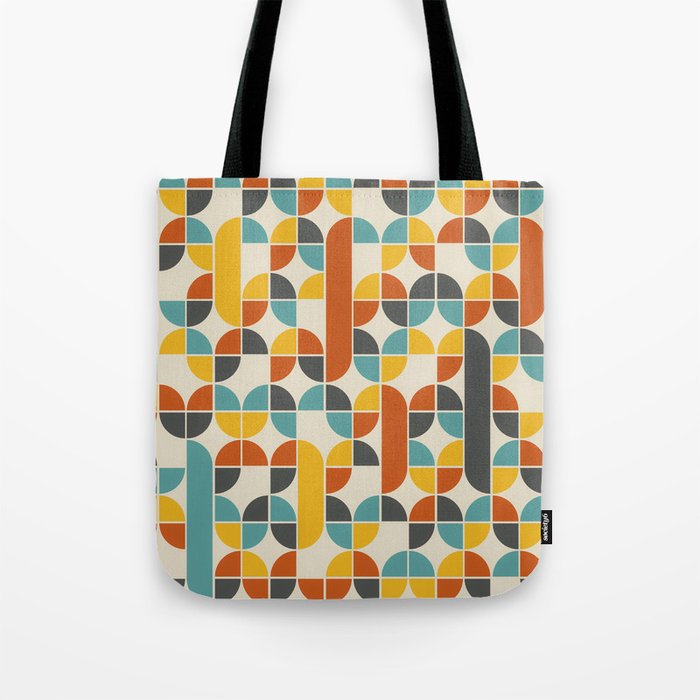 1970s Colors Mid Century Modern Geometric Pattern  Tote Bag Gallery Image 1