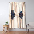 Mid Century Modern Geometric 162 Sun Rainbow abstract in Navy Blue Orange Window Curtain Gallery Image 5