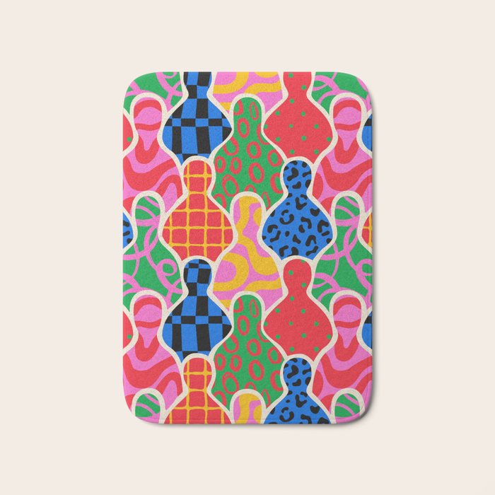 Colorful diverse people crowd collage pattern Bath Mat Gallery Image 1