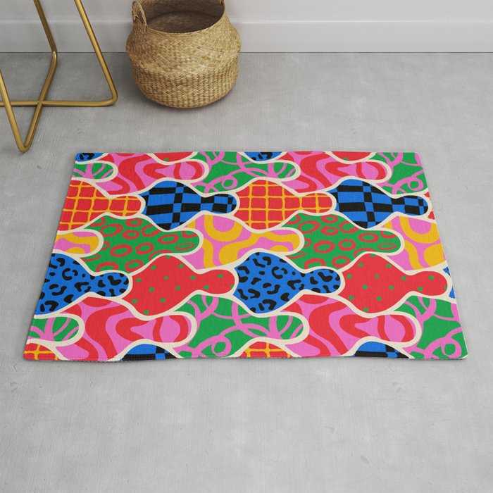 Colorful diverse people crowd collage pattern Rug Gallery Image 1