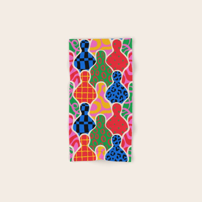 Colorful diverse people crowd collage pattern Bath Towel Gallery Image 1