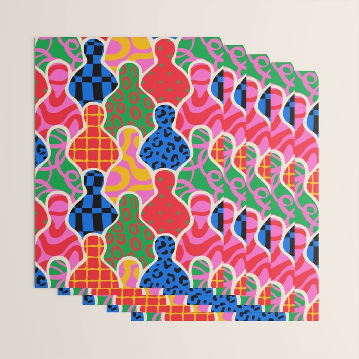 Colorful diverse people crowd collage pattern Wrapping Paper Gallery Image 3