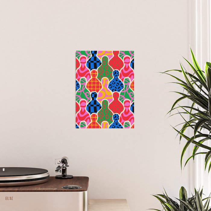 Colorful diverse people crowd collage pattern Poster Gallery Image 2