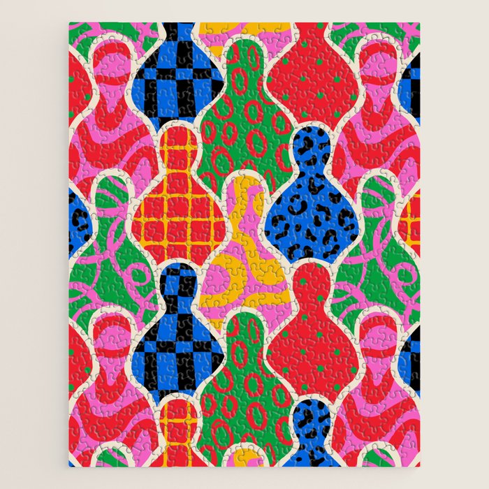 Colorful diverse people crowd collage pattern Jigsaw Puzzle Gallery Image 1