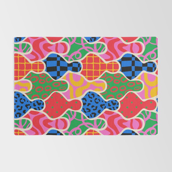 Colorful diverse people crowd collage pattern Rug Gallery Image 2