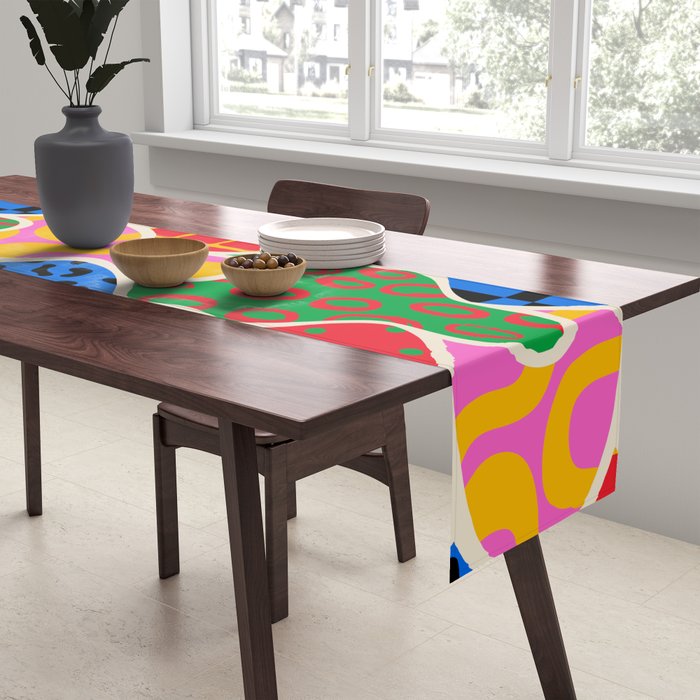 Colorful diverse people crowd collage pattern Table Runner Gallery Image 2