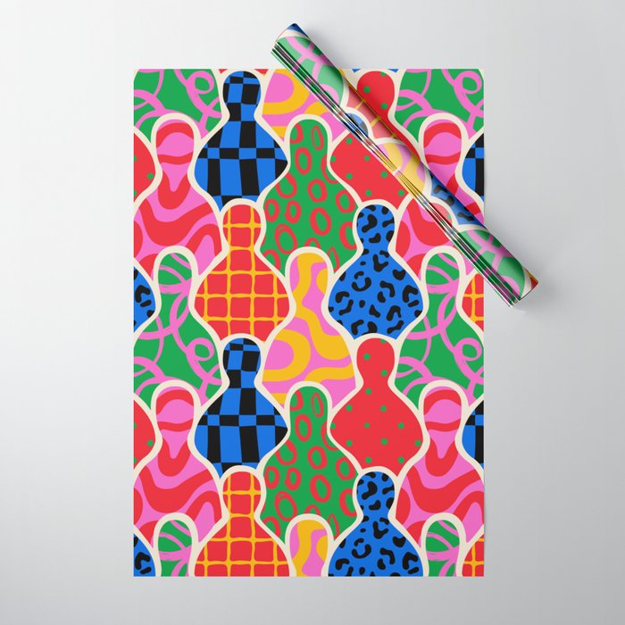 Colorful diverse people crowd collage pattern Wrapping Paper Gallery Image 1