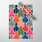 Colorful diverse people crowd collage pattern Wrapping Paper Gallery Image 1