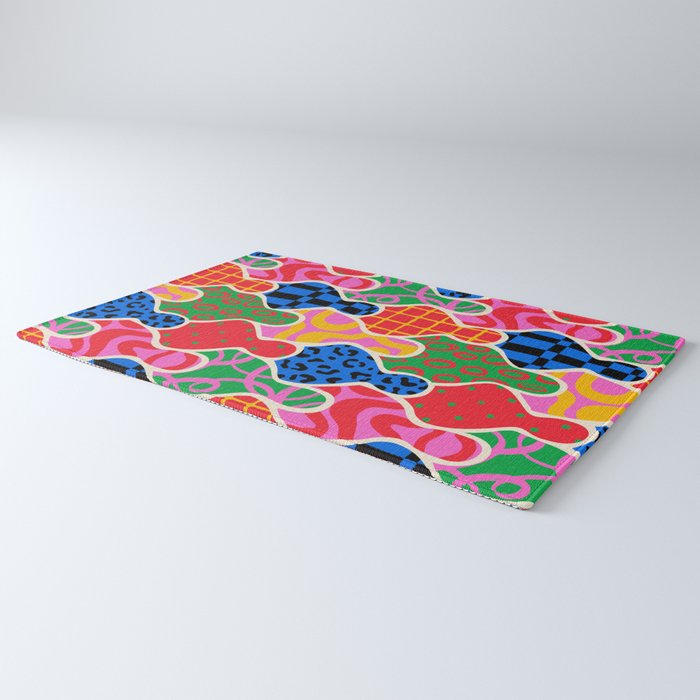 Colorful diverse people crowd collage pattern Rug Gallery Image 3