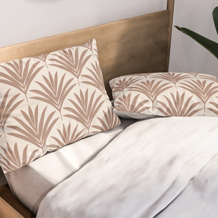 Modern Palm Leaf Pattern - Mocha Pillow Sham Gallery Image 2