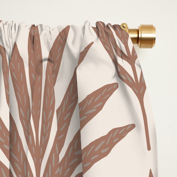 Modern Palm Leaf Pattern - Mocha Window Curtain Gallery Image 2