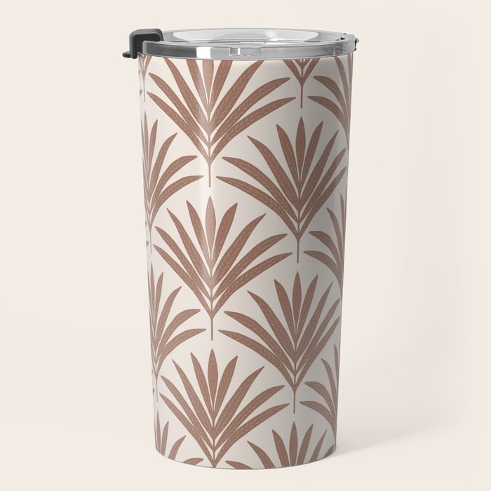 Modern Palm Leaf Pattern - Mocha Travel Mug Gallery Image 3