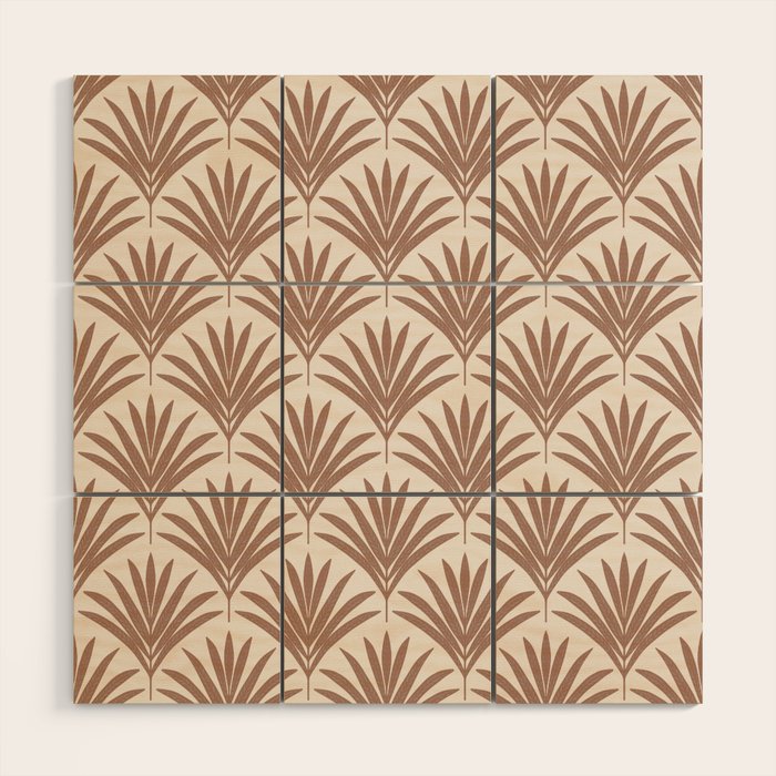 Modern Palm Leaf Pattern - Mocha Wood Wall Art Gallery Image 1