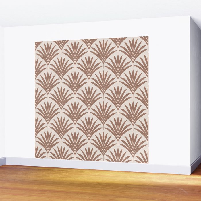 Modern Palm Leaf Pattern - Mocha Wall Mural Gallery Image 2