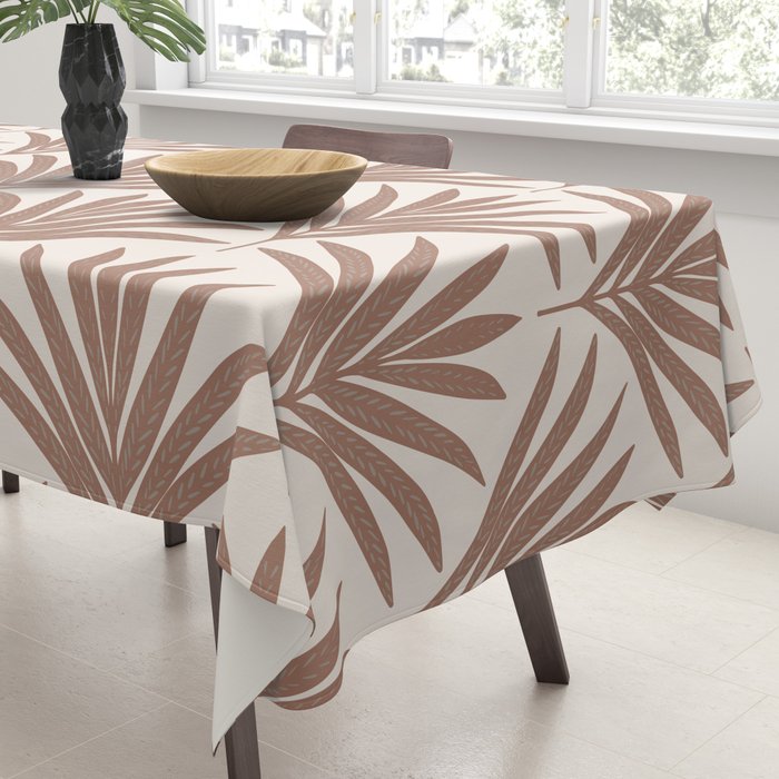 Modern Palm Leaf Pattern - Mocha Tablecloth Gallery Image 3