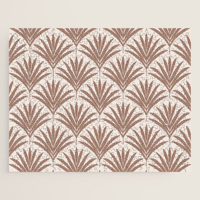 Modern Palm Leaf Pattern - Mocha Jigsaw Puzzle Gallery Image 1