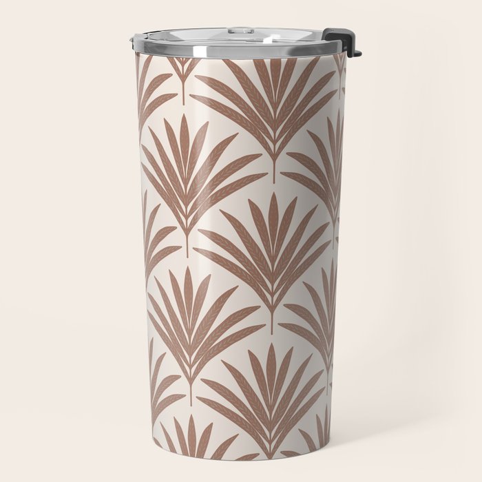 Modern Palm Leaf Pattern - Mocha Travel Mug Gallery Image 2