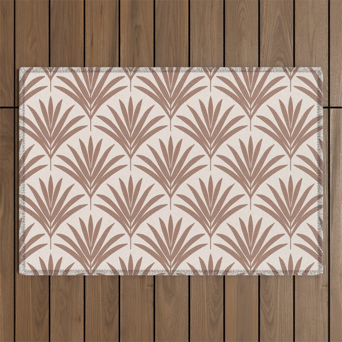Modern Palm Leaf Pattern - Mocha Outdoor Rug Gallery Image 1
