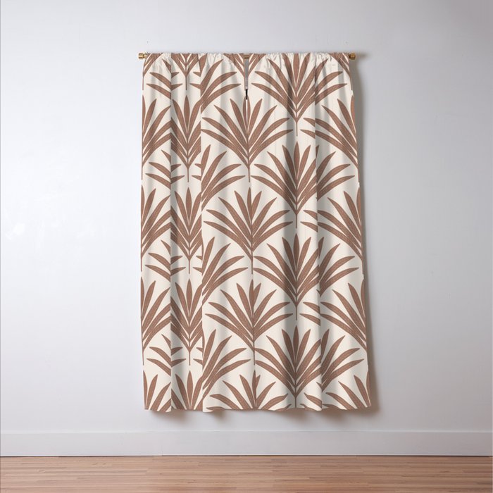 Modern Palm Leaf Pattern - Mocha Window Curtain Gallery Image 3