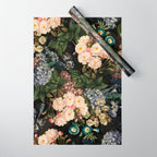 Mystic Vintage Midnight Rose Garden Wrapping Paper Gallery Image 1