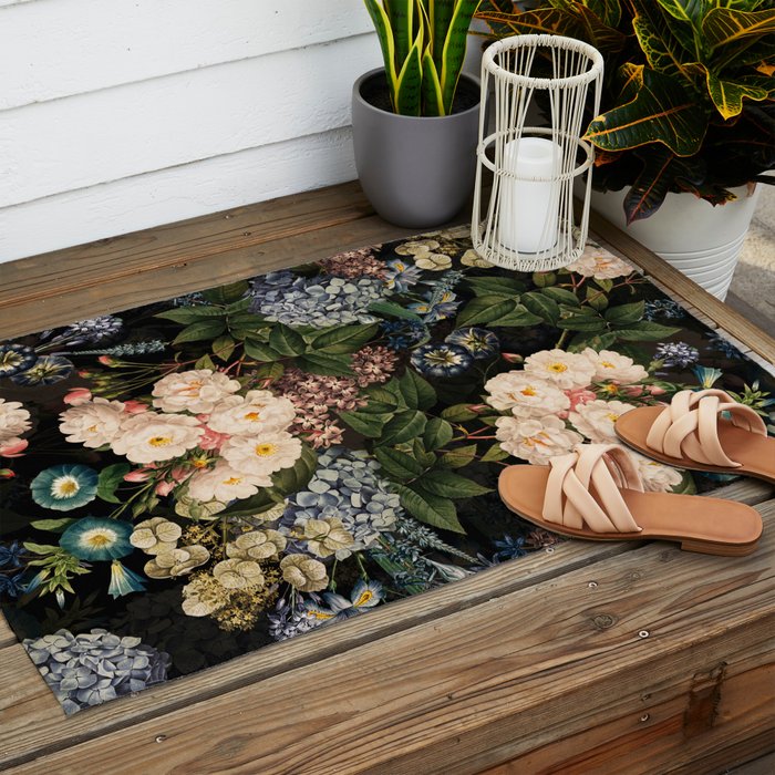 Mystic Vintage Midnight Rose Garden Outdoor Rug Gallery Image 2
